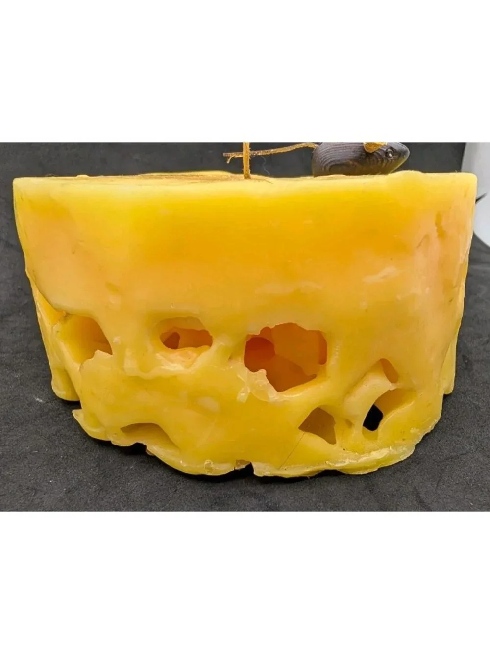 Vintage Handcrafted Cheese With Mouse Yellow Candle New 4.75